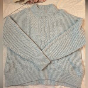 Light blue Abercrombie & Fitch cable knit sweater size medium